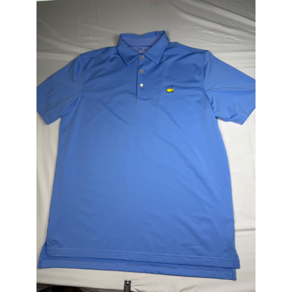 Masters Tech Golf Polo Shirt Mens Large Blue Stripe Performance Augusta National